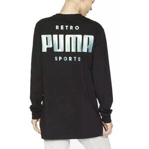 PUMA Black Retro Sports Long Sleeve Tee Women's Size Medium